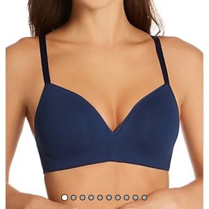 NWT! Tommy John Cool Cotton Lightly Lined Wireless Bra Navy Blue